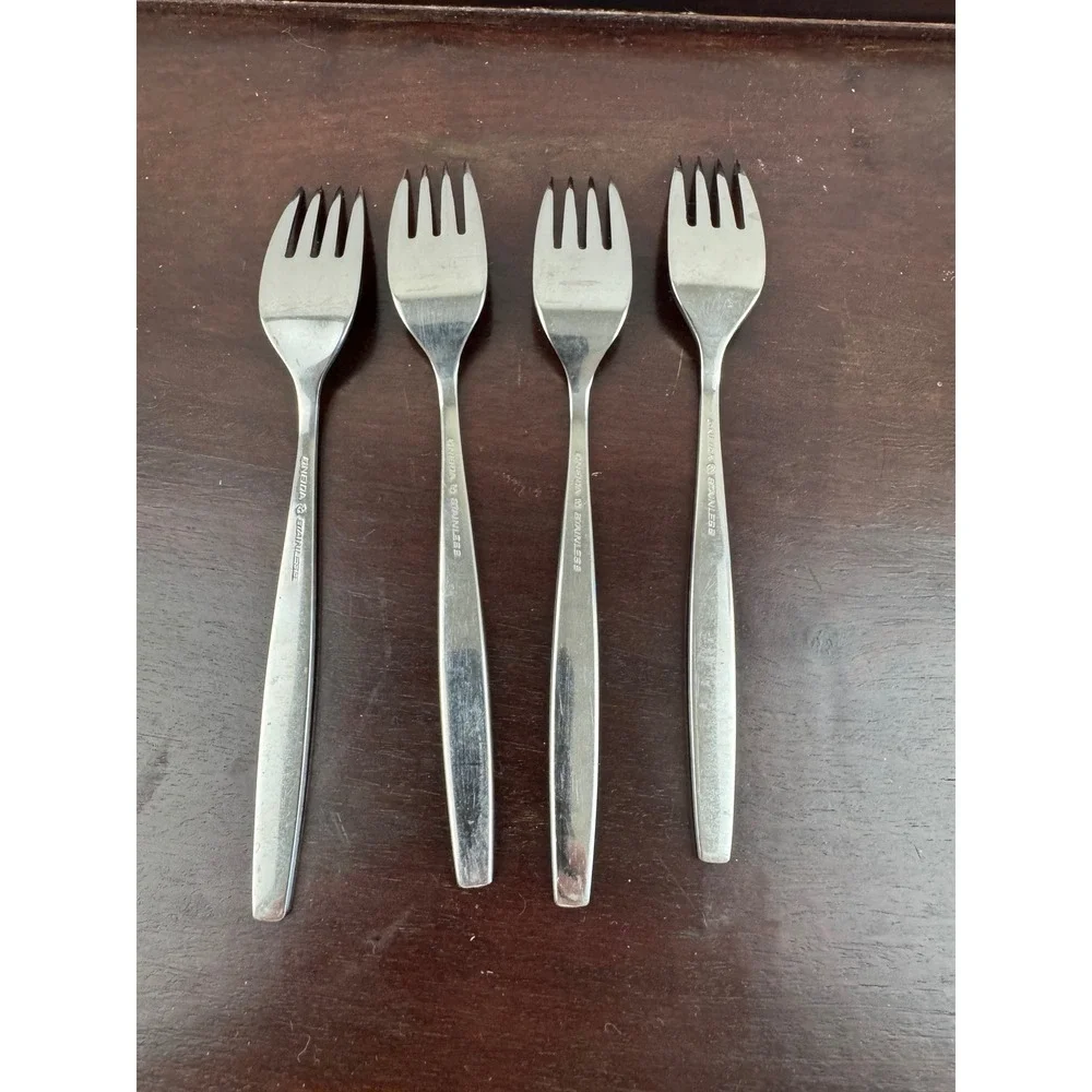 Oneida Will O Wisp Stainless Salad Forks Set of 4 Mid Century Modern Flatware